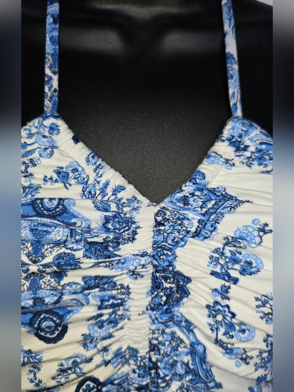Soma Blue and White Printed Halter Maxi Dress Size Small - Picture 3 of 9